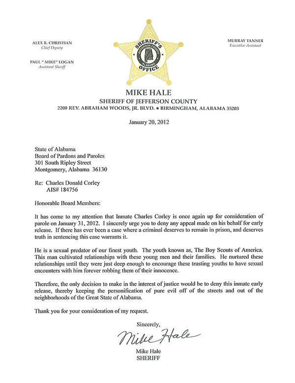 Letter From Mike Hale, Jefferson County Sheriff